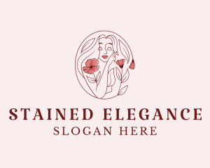 Elegant Floral Woman Face logo design