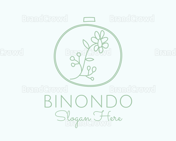 Green Flower Embroidery Logo