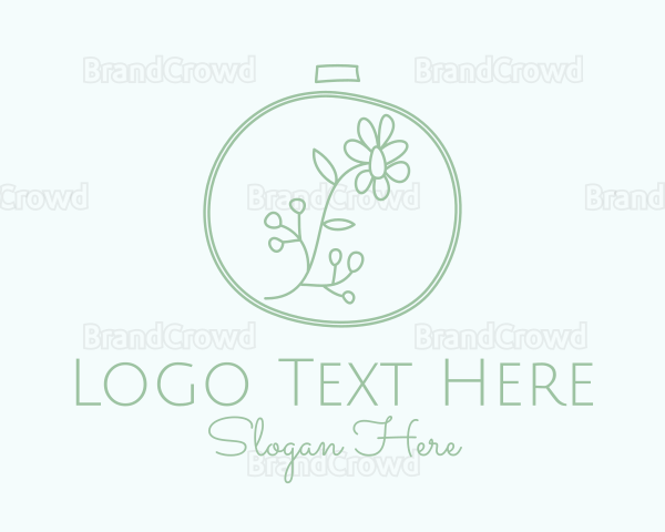 Green Flower Embroidery Logo