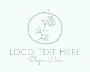Sewing - Green Flower Embroidery logo design