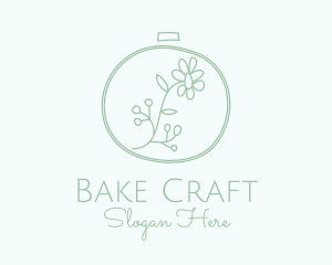 Green Flower Embroidery  logo design