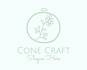 Green Flower Embroidery  logo design