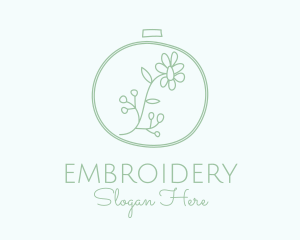 Green Flower Embroidery  logo design