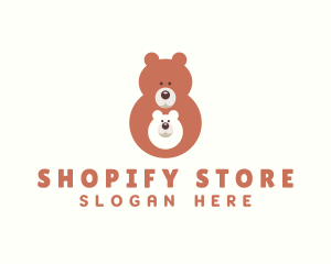 Cute Bear & Cub logo design