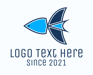 Pet Fish - Blue Geometric Fish logo design