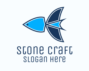 Blue Geometric Fish  Logo