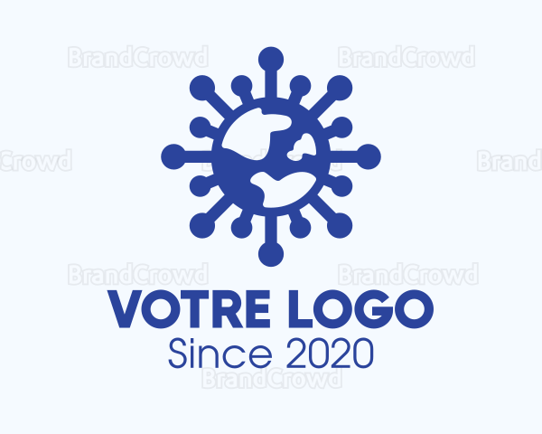 Blue Global Virus Pandemic Logo