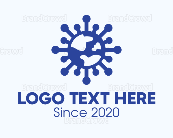 Blue Global Virus Pandemic Logo