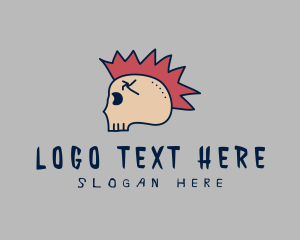 Skateboard - Punk Mohawk Skull logo design