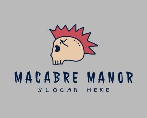 Grotesque - Punk Mohawk Skull logo design