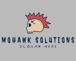 Mohawk - Punk Mohawk Skull logo design