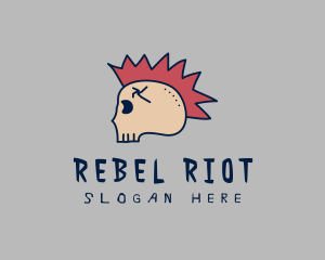 Punk Mohawk Skull logo design