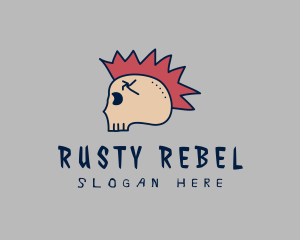 Punk Mohawk Skull logo design