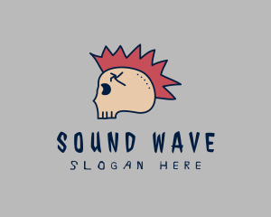 Stereo - Punk Mohawk Skull logo design