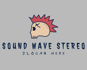 Stereo - Punk Mohawk Skull logo design