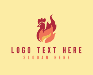 Barbecue - Chicken BBQ Flame Grill logo design