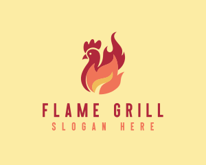 Chicken BBQ Flame Grill logo design