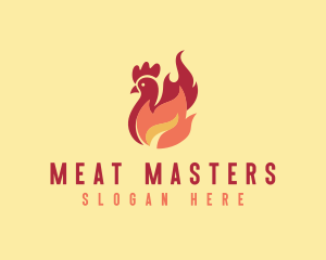 Chicken BBQ Flame Grill logo design