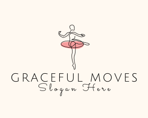 Monoline Ballet Dancer logo design