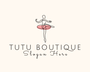 Tutu - Monoline Ballet Dancer logo design