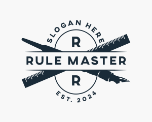 Ruler - Pen Ruler Education logo design