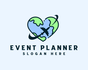 Tourism - Heart Globe Airplane logo design