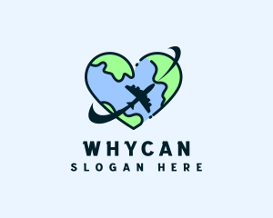 Vacation - Heart Globe Airplane logo design