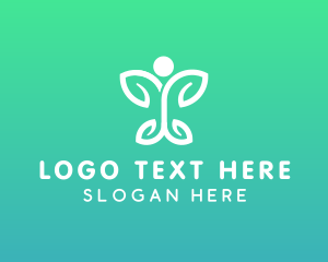Vegan - Butterfly Leaf Person logo design