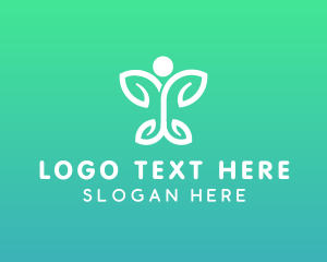 Herbal - Butterfly Leaf Person logo design