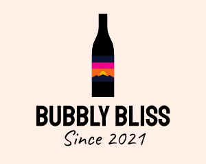 Champagne - Sunset Wine Bottle logo design