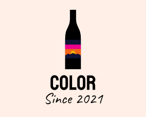 Sunset Wine Bottle  logo design