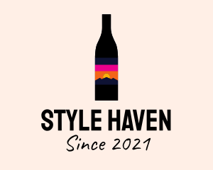Brandy - Sunset Wine Bottle logo design