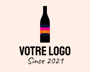Red Wine - Sunset Wine Bottle logo design