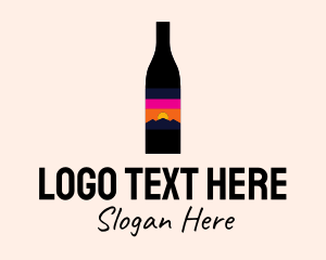 Sunset Wine Bottle  Logo