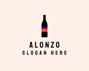 Sunset Wine Bottle  logo design