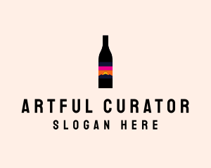 Sunset Wine Bottle  logo design