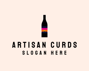 Sunset Wine Bottle  logo design