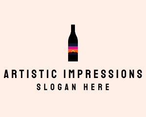 Sunset Wine Bottle  logo design