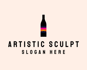 Sunset Wine Bottle  logo design