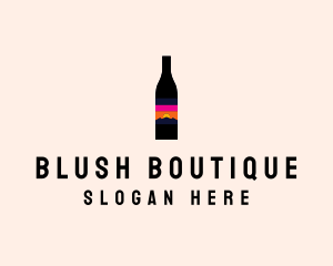 Sunset Wine Bottle  logo design