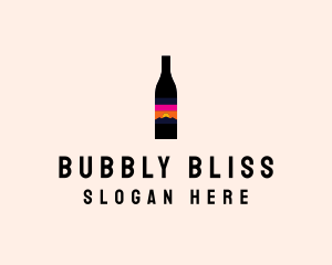 Sunset Wine Bottle  logo design