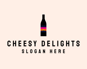 Sunset Wine Bottle  logo design