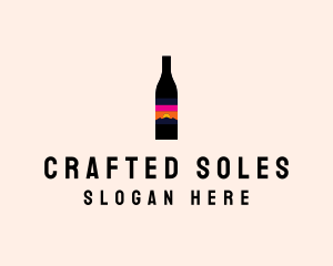 Sunset Wine Bottle  logo design