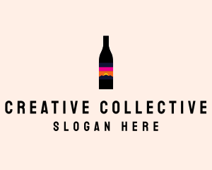 Sunset Wine Bottle  logo design