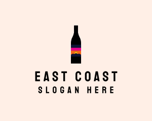 Sunset Wine Bottle  logo design