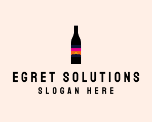 Sunset Wine Bottle  logo design