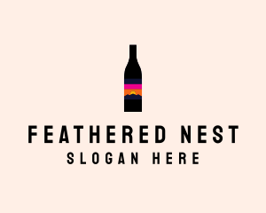 Sunset Wine Bottle  logo design