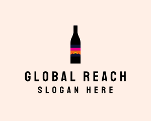 Sunset Wine Bottle  logo design