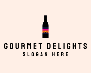 Sunset Wine Bottle  logo design