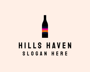 Sunset Wine Bottle  logo design